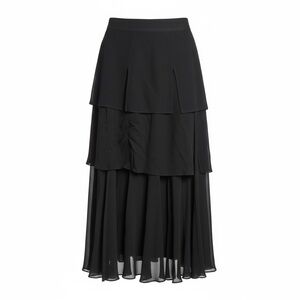 DINA BAR-EL Vintage Black Tiered Maxi Skirt Size Small *unique*